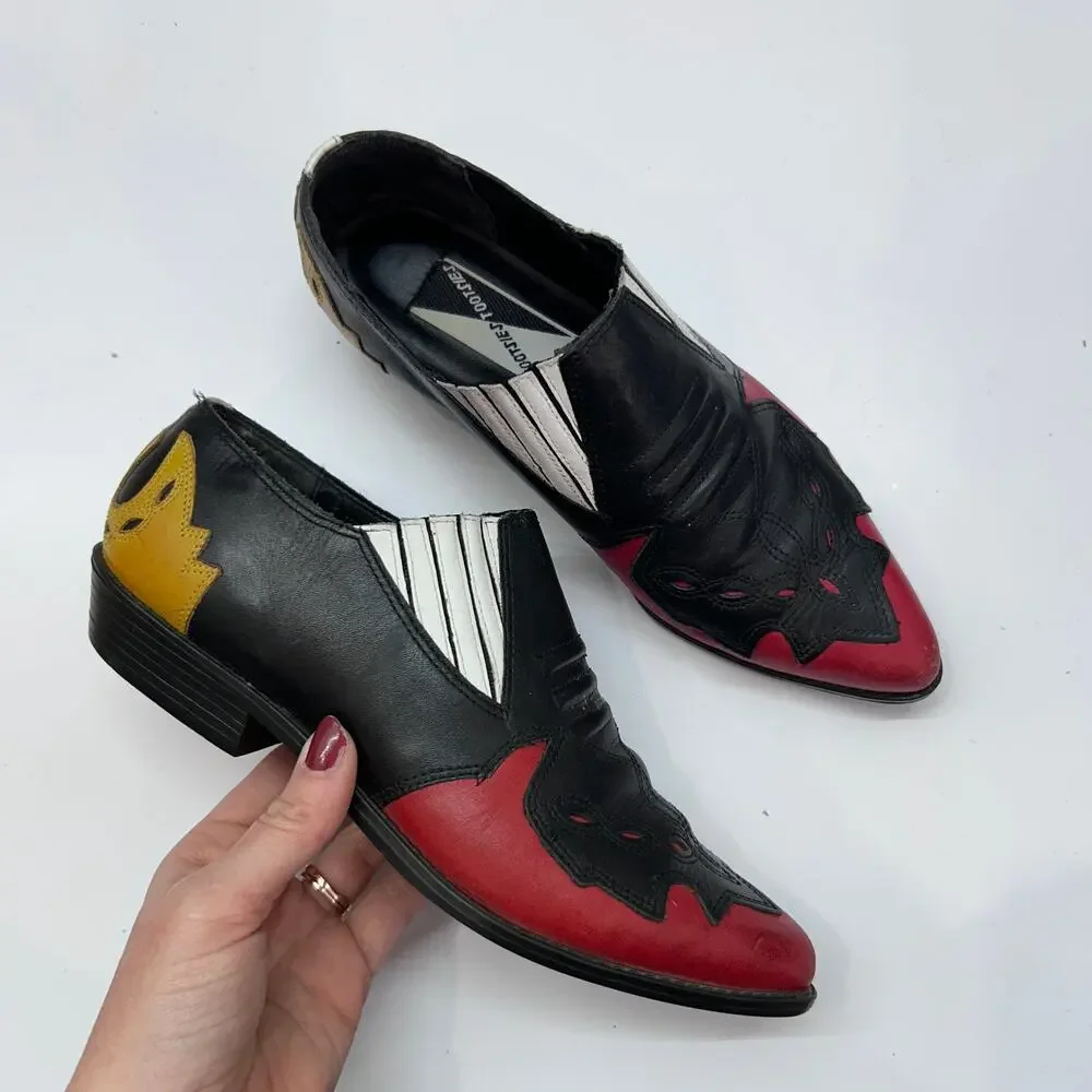 Vintage Retro Mootsies Tootsies Multi Colored Western Ankle Boots 8 Leather - Picture 1 of 8